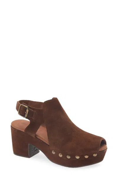Chocolat Blu Galla Slingback Peep Toe Platform Clog In Chocolate