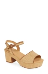 Chocolat Blu Gallo Ankle Strap Platform Sandal In Natural Raffia