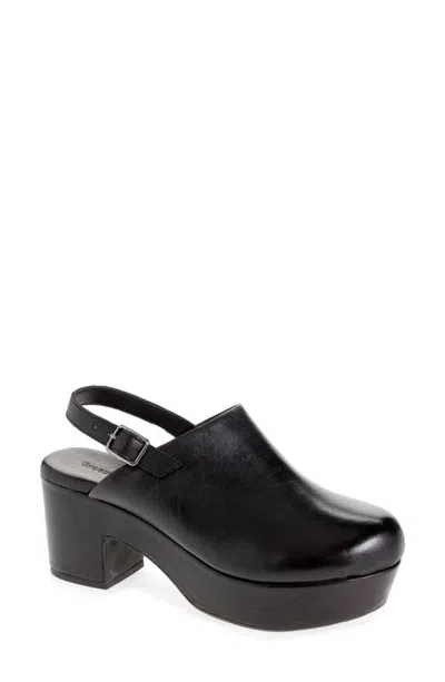 Chocolat Blu Gana Slingback Platform Mule In Black Leather