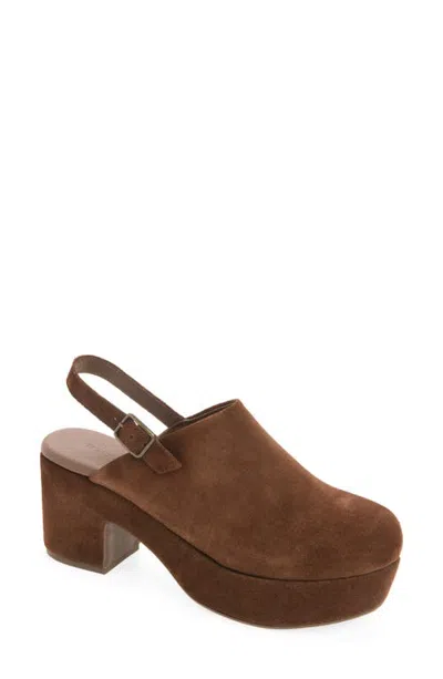 Chocolat Blu Gana Slingback Platform Mule In Chocolate Suede