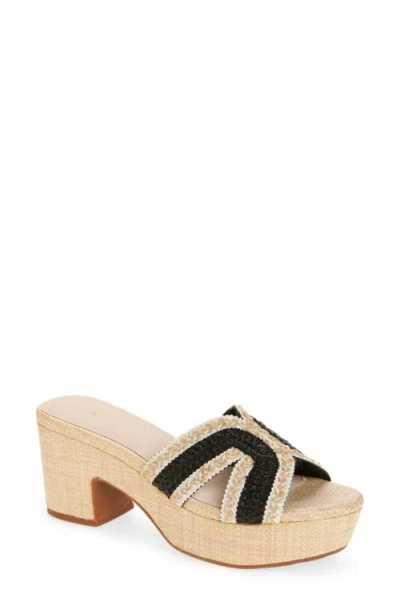 Chocolat Blu Gen Platform Sandal In Black Raffia
