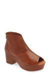 Chocolat Blu Gion Peep Toe Platform Bootie In Brown Leather