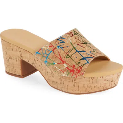 Chocolat Blu Golden Platform Sandal In Graffiti Cork