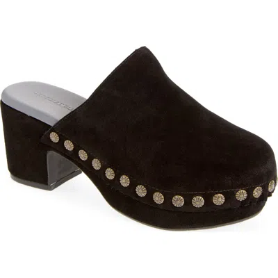Chocolat Blu Goldy Platform Mule In Black Suede
