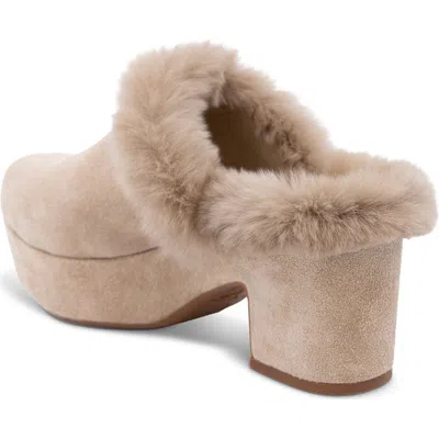 Chocolat Blu Grand Genuine Shearling Platform Clog In Latte Suede