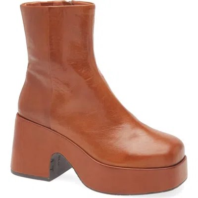 Chocolat Blu Harris Platform Bootie In Brown Leather