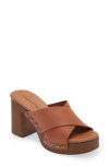 Chocolat Blu Hedy Platform Slide Sandal In Cognac Leather