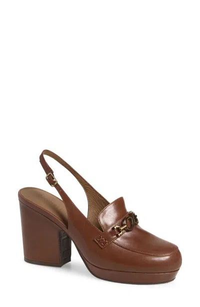 Chocolat Blu Indee Leather Slingback Pump In Brown Leather