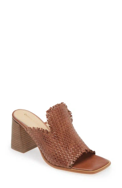 Chocolat Blu Isola Block Heel Slide Sandal In Brown Leather