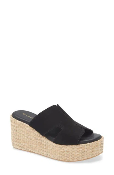 Chocolat Blu Jamie Platform Wedge Sandal In Black Suede