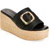 Chocolat Blu Jana Platform Wedge Slide Sandal In Black Leather