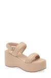 Chocolat Blu Kande Slingback Platform Wedge Sandal In Beige Leather