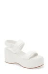 Chocolat Blu Kande Slingback Platform Wedge Sandal In White Leather