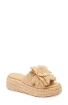 Chocolat Blu Lexie Platform Wedge Slide Sandal In Toast Raffia