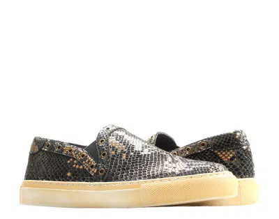 Chocolat Blu Neve Black Gold Snake Print Leather Women's Slip-on Sneaker