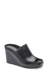 Chocolat Blu Pearl Platform Wedge Sandal In Black Leather