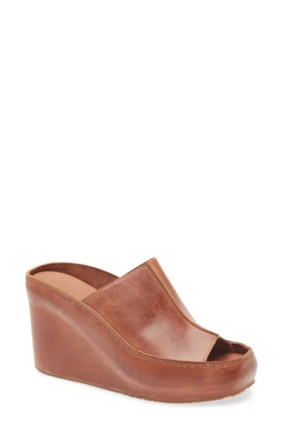 Chocolat Blu Pearl Platform Wedge Sandal In Brown Leather