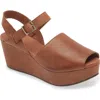 Chocolat Blu Wagga Platform Wedge Sandal In Brown Leather