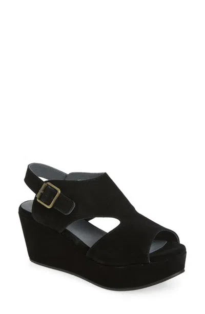 Chocolat Blu Werner Leather Wedge Sandal In Black