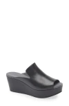 Chocolat Blu Whisper Platform Wedge Sandal In Black Leather