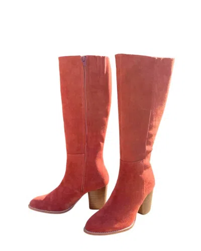 Chocolat Blu Women's Addison Knee High Boot In Brick Suede In Multi