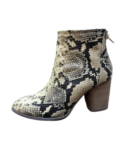 Chocolat Blu Women's Avery Heeled Bootie In Neutral Embossed Snakeprint In Grey