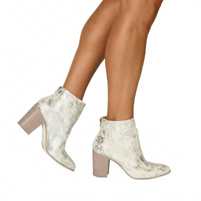 Chocolat Blu Women's Boston Leather Bootie In Gold Metallic In White