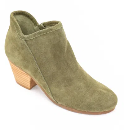 Chocolat Blu Women Dalia Heeled Bootie In Military Green Suede In Multi