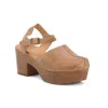 Chocolat Blu Women's Gabrielle Heeled Mules In Khaki Leather In Multi