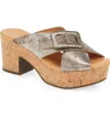Chocolat Blu Women's Galaxy Criss Cross Platform Slide In Grey Leather In Multi