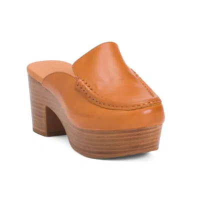 Chocolat Blu Women's Gemm Platform Laofer Mule In Cognac Leather In Multi