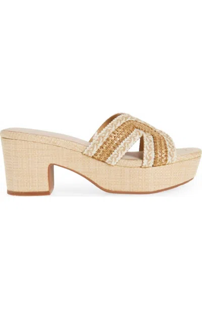Chocolat Blu Women Gen Raffia Platform Sandal In Natural In White