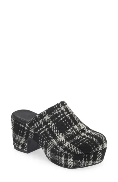 Chocolat Blu Women's Gertie Platform Clog In Black Plaid Tweed In Multi