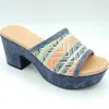 Chocolat Blu Women Guro Platform Heel Sandal In Blue Combo Raffia In Multi