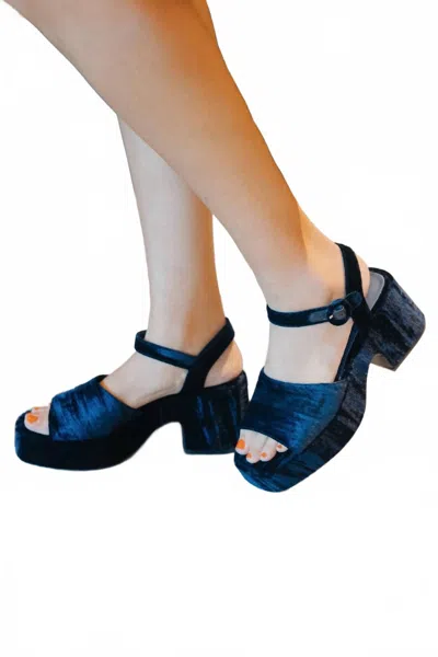 Chocolat Blu Women's Helga Sandal In Navy Velvet In Blue