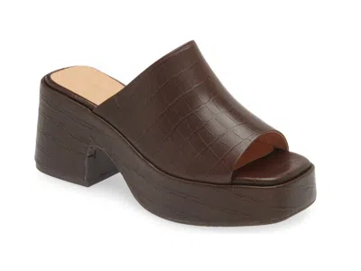 Chocolat Blu Women's Helia Peep Toe Platform Slide In Brown Embossed Croco In Multi