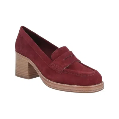 Chocolat Blu Women's Irene Penny Loafer Heels In Bordo Suede In Red