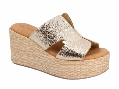 Chocolat Blu Women's Jamie Platform Wedge Sandal In Gold Leather