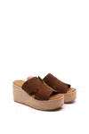 Chocolat Blu Women's Jamie Raffia Slides In Cinnamon Suede