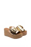 Chocolat Blu Women's Jana Platform Wedge In Gold Leather In Brown