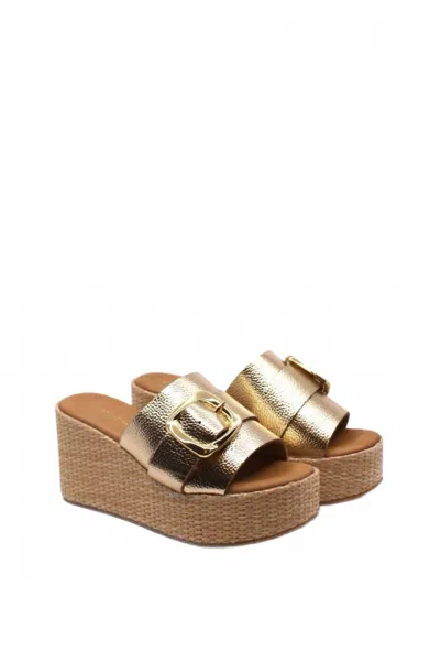 Chocolat Blu Women's Jana Platform Wedge In Gold Leather In Multi