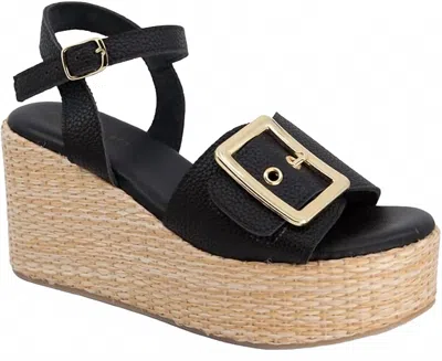 Chocolat Blu Women's Jenis Platform Sandal In Black Leather