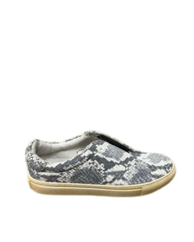 Chocolat Blu Women Nissa Slip On Shoes In Grey Embossed Snake In White