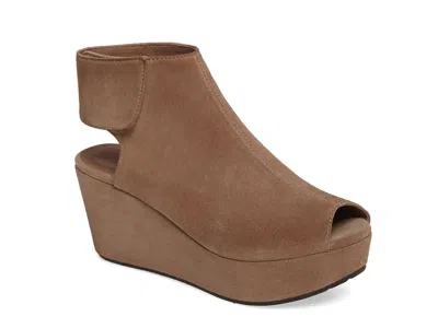 Chocolat Blu Women Peep Toe Wedge In Taupe Suede In Brown