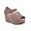 Chocolat Blu Women's Wawa Wedge Sandals In Grey Leather In Brown