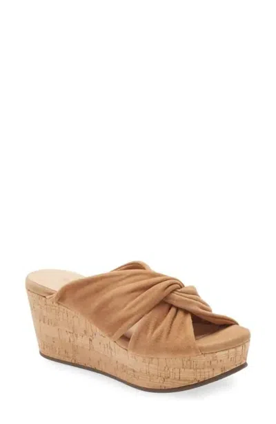 Chocolat Blu Women's Wiley Platform Wedge Sandals In Tan Suede In Brown