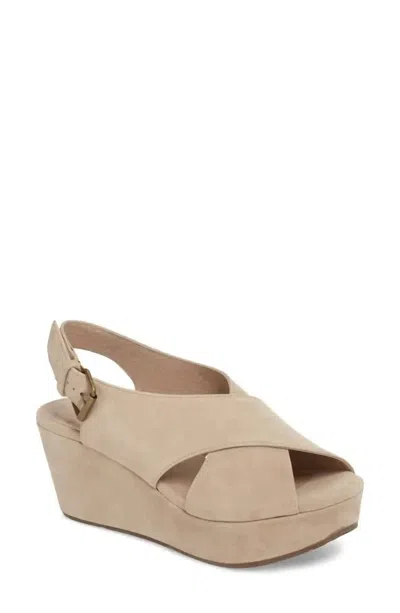 Chocolat Blu Women Wim Platform Wedge Sandal In Taupe Suede In Neutral