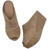 Chocolat Blu Women's Wind Platform Wedge Mules In Taupe Suede In Brown