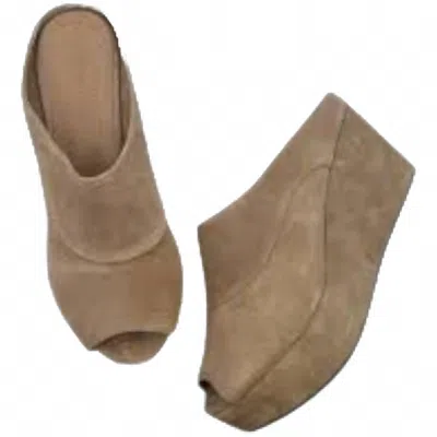 Chocolat Blu Women's Wind Platform Wedge Mules In Taupe Suede In Brown