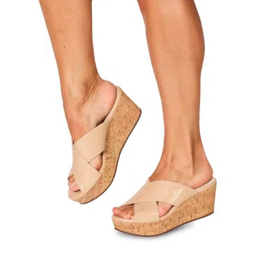 Chocolat Blu Women's Winner Wedge Sandal In Nude Patent In Neutral